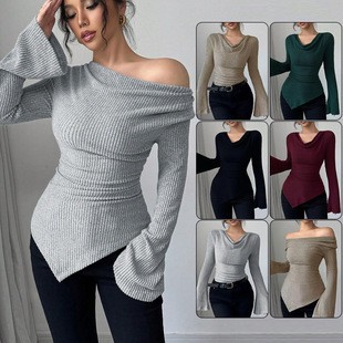 Off Shoulder Top - Blouse pour femme à manches longues,