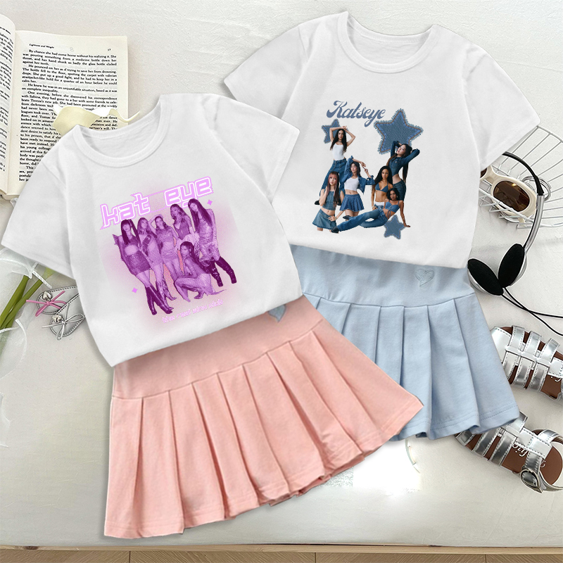 Women'S Fashion Kilt - Mode K POP K-KATSEYE T-shirt jupe