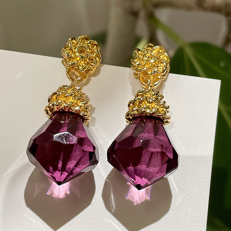 Women'S Fashion Victorian Era - Boucles d'oreilles en améthyste Vintage pour