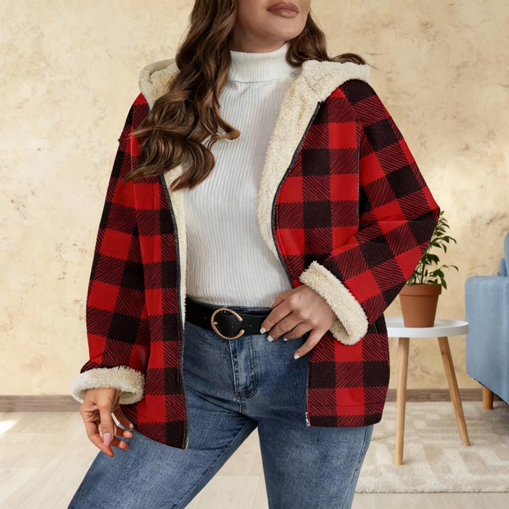 Sherpa Coat Women - Veste en sherpa à carreaux pour