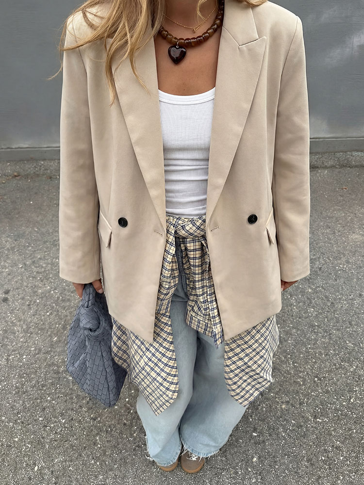 Blazer Women Oversized - Blazer beige oversize pour femme, à