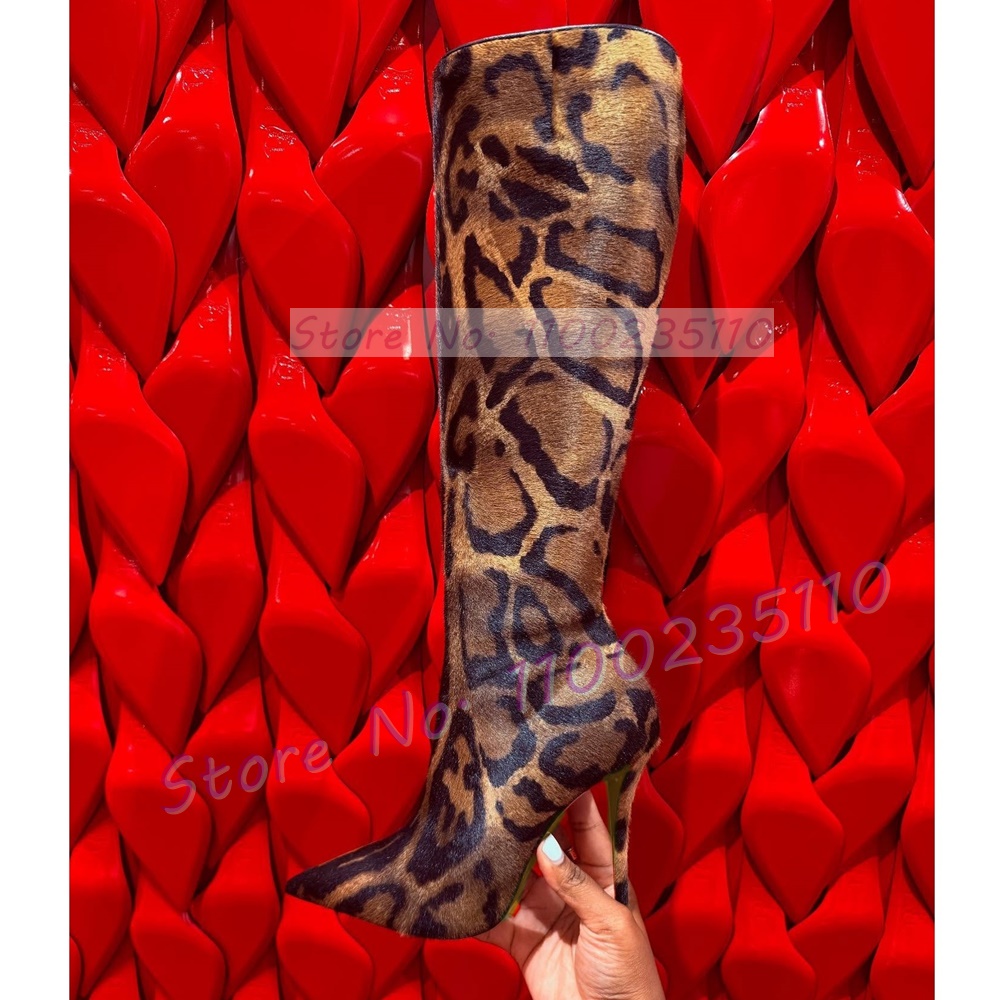 Women'S Fashion Knee High Boots - Bottes hautes à imprimé léopard en