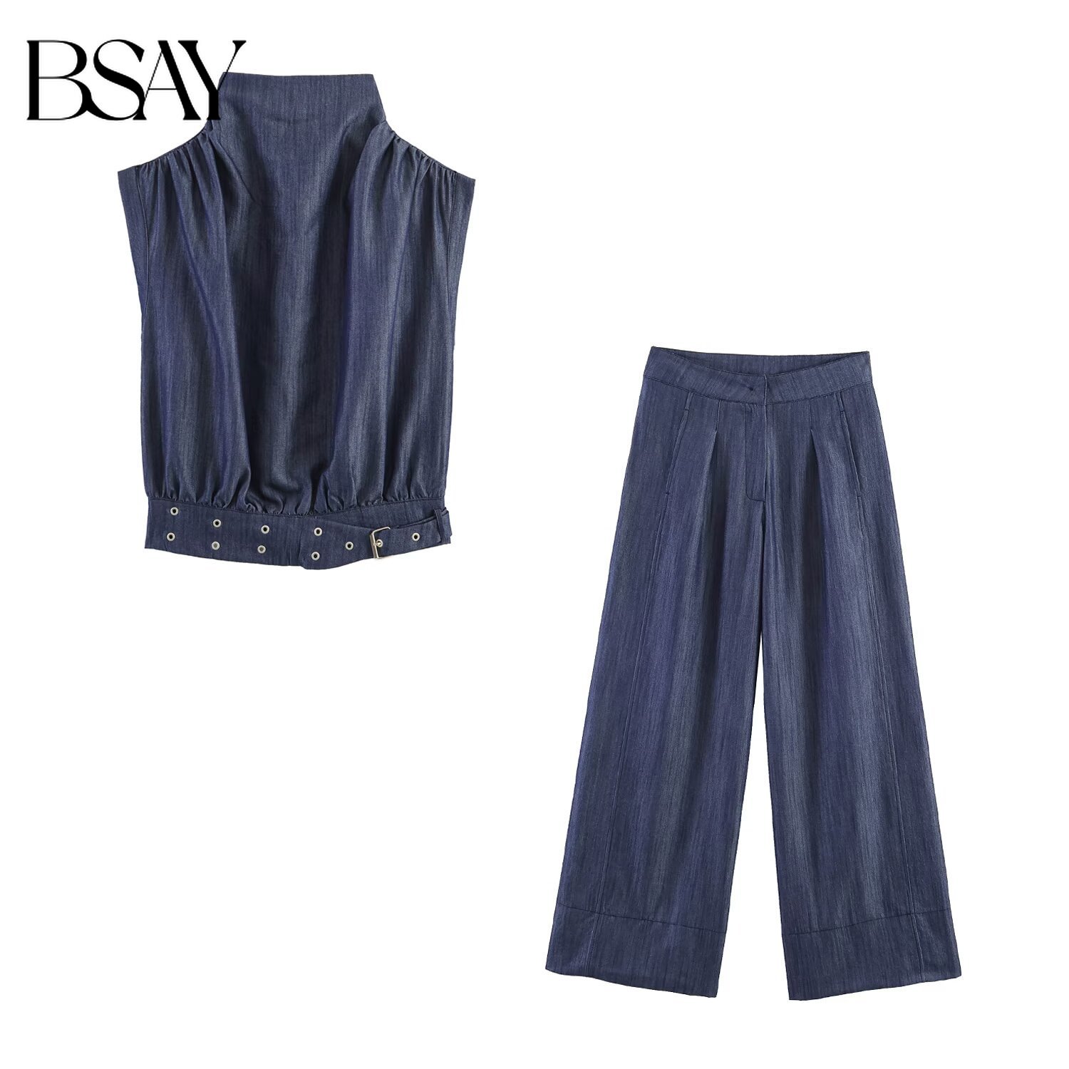 Wide Leg Palazzo Pants - Ensemble deux pièces BSAY tendance pour