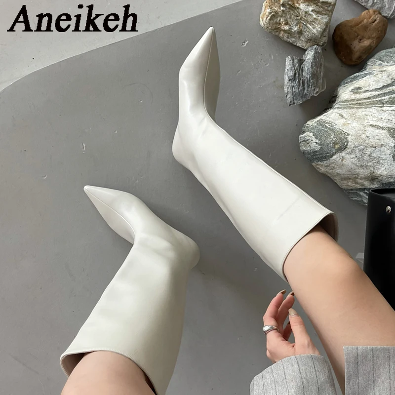 Women'S Fashion Knee High Boots - Aneikeh 2026 mode Sexy pointu talons