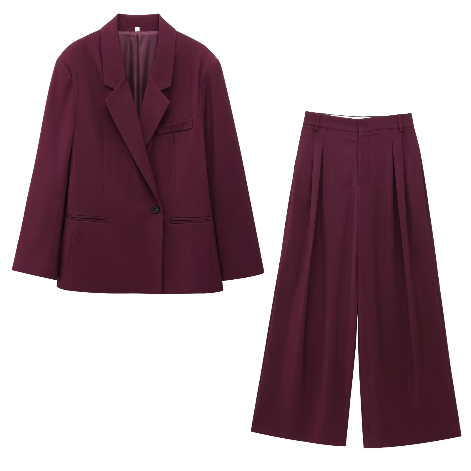 Wide Leg Palazzo Pants - Ensemble Blazer + pantalon plissé à