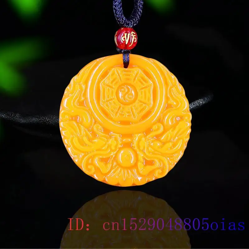 Women Fashion Jewellery - Pendentif Dragon Jade jaune pour hommes,