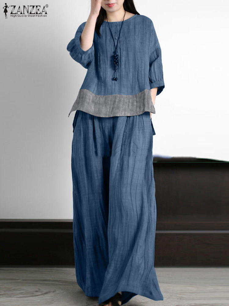 Wide Leg Palazzo Pants - ZANZEA été Vintage correspondant ensembles 2