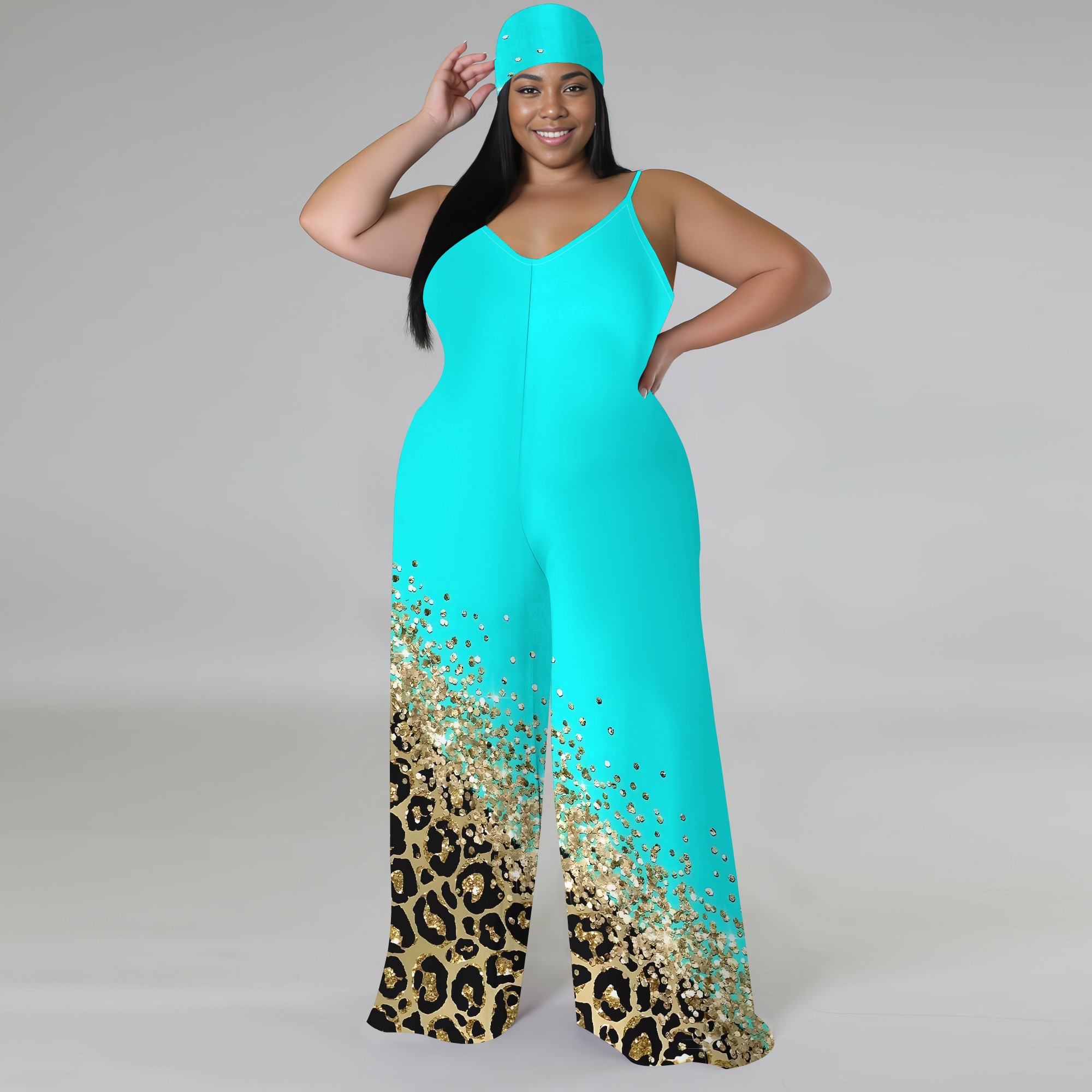 Wide Leg Palazzo Pants - Combinaison imprimée grande taille – Barboteuse
