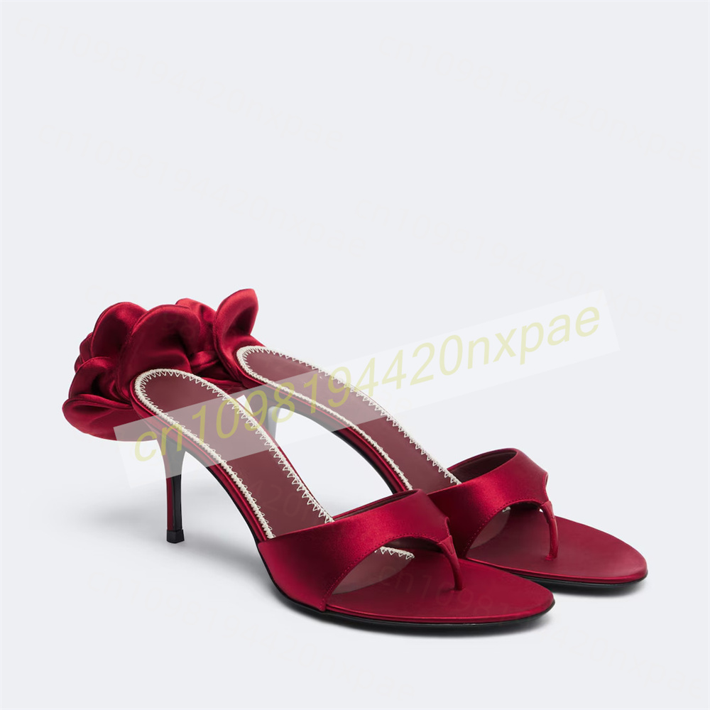 Women Fashion Reddit - Sandales mules en satin rouge pour