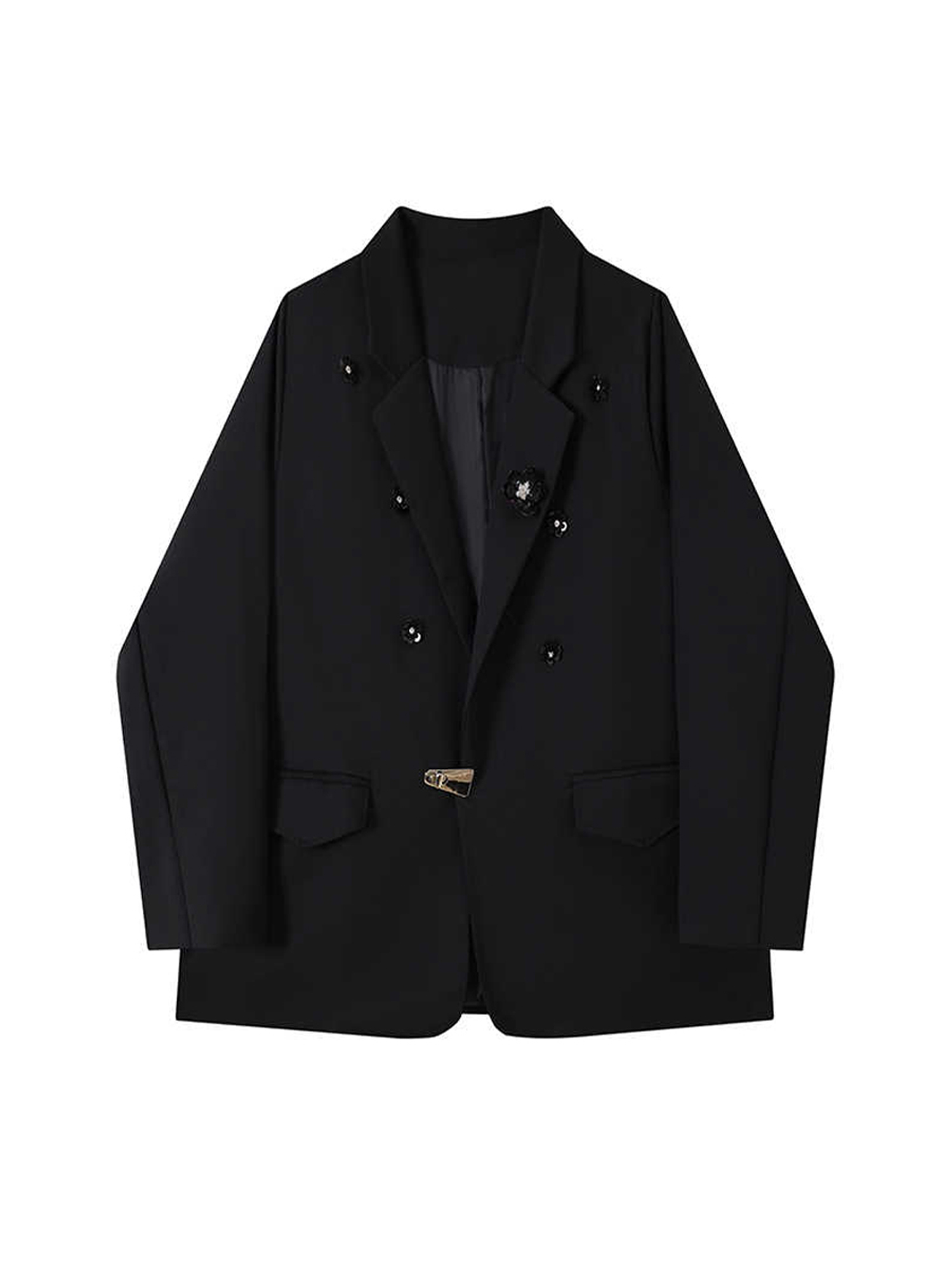 Blazer Women Oversized - Veste Blazer gothique noire à fleurs