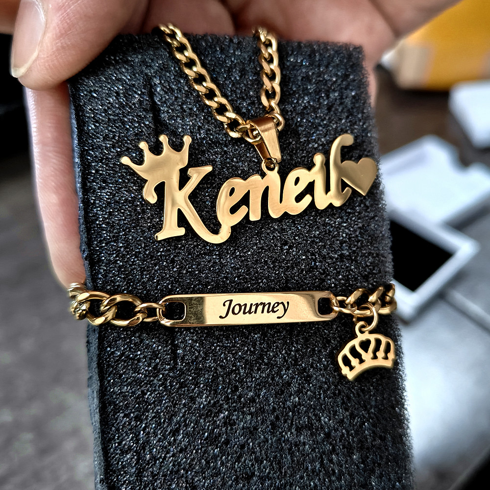Women Fashion Name Ideas - Ensemble de Bijoux Personnalisés en Acier