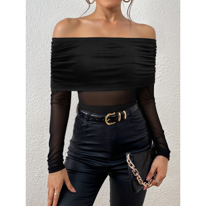 Off Shoulder Top - T-shirt ajusté à manches longues et