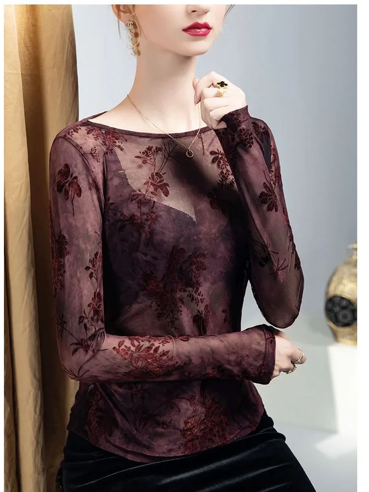 Women'S Fashion Trends Fall 2025 - Haut imprimé floqué à col rond