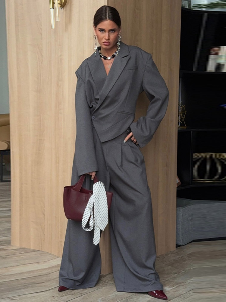 Ensemble tailleur-pantalon uni - Wide Leg Palazzo Pants avis et prix