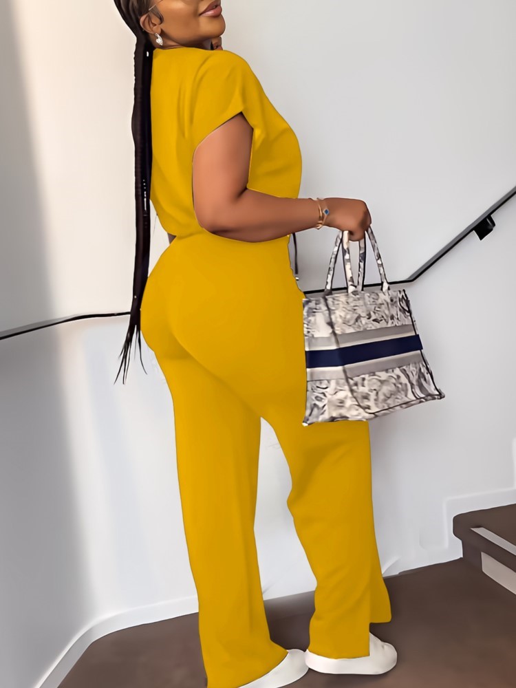 Femmes décontracté col rond co - Wide Leg Palazzo Pants avis et prix
