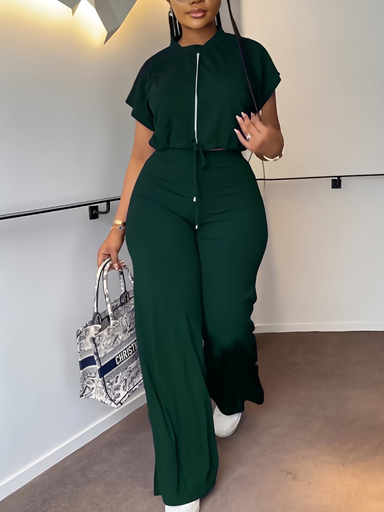 Femmes décontracté col rond co - Wide Leg Palazzo Pants avis et prix