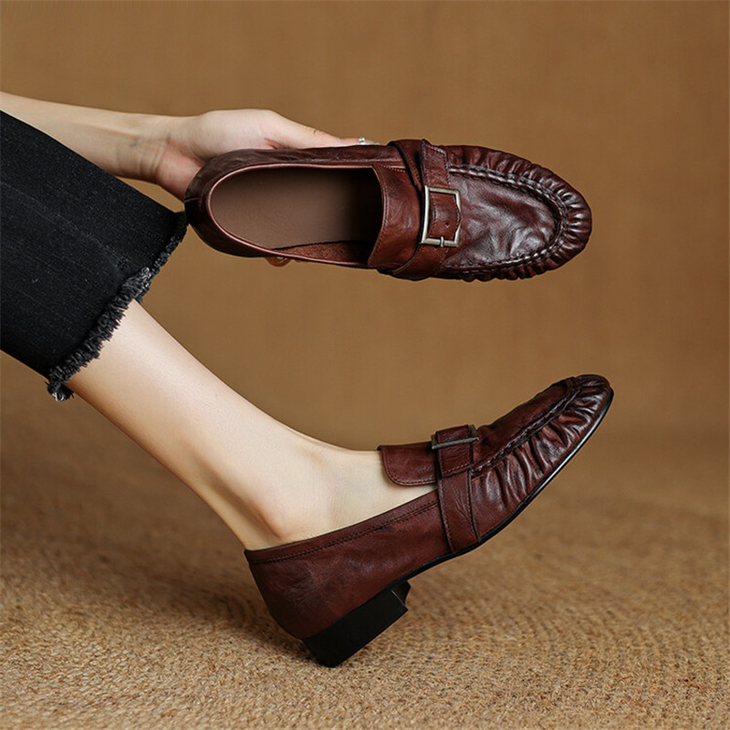 Escarpins en cuir véritable po - Women'S Fashion Loafers avis et prix