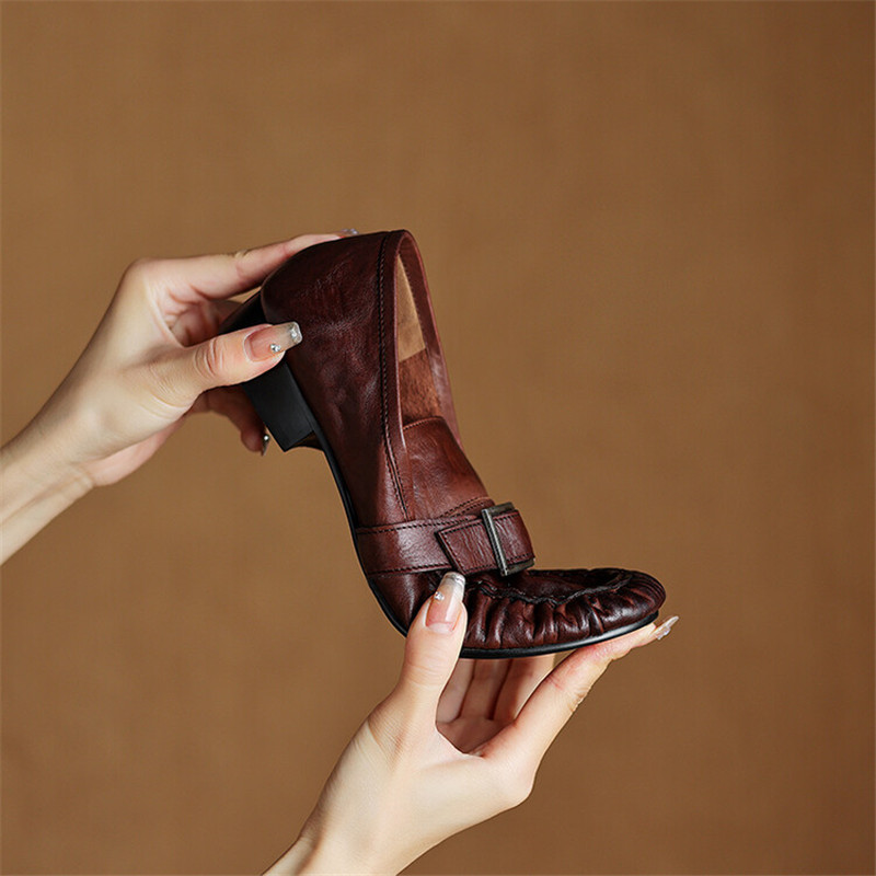 Escarpins en cuir véritable po - Women'S Fashion Loafers avis et prix