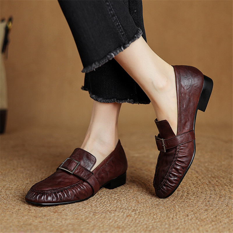 Escarpins en cuir véritable po - Women'S Fashion Loafers avis et prix