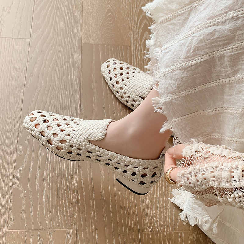 Sandales tressées en cuir véri - Women'S Fashion Loafers avis et prix