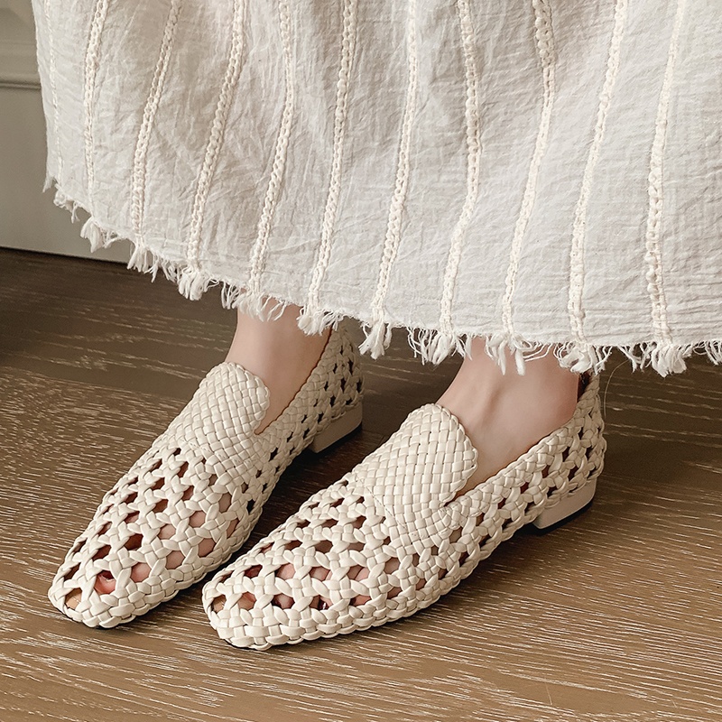 Sandales tressées en cuir véri - Women'S Fashion Loafers avis et prix