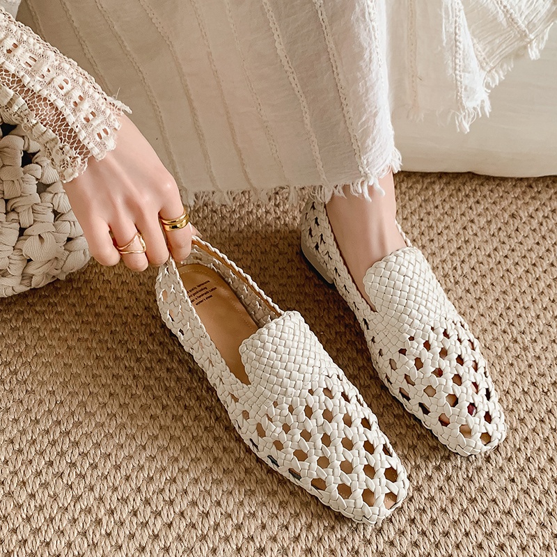 Sandales tressées en cuir véri - Women'S Fashion Loafers avis et prix