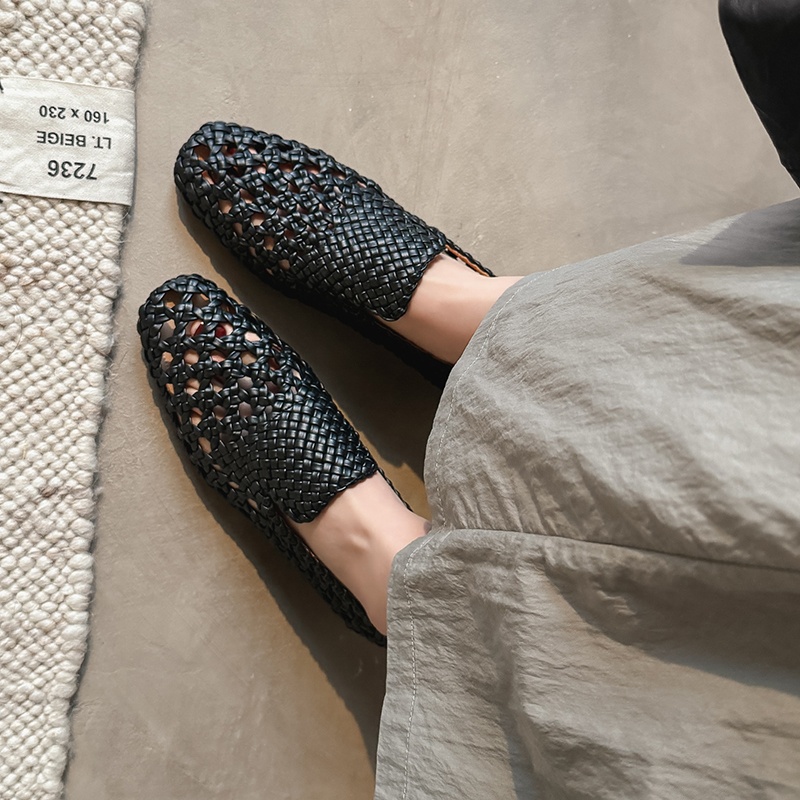 Sandales tressées en cuir véri - Women'S Fashion Loafers avis et prix